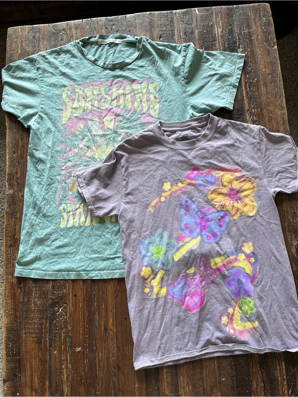 ☀️Alter’d State & Daisy Street Duo Women’s T-Shirts Mint & Lavender Sz XS EUC